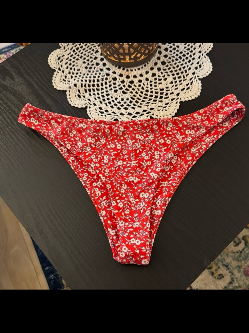 Red Floral Woman’s Bikini Bottoms
